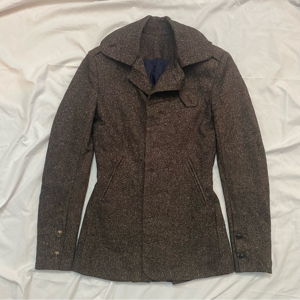 UNIONBAY Silk Wool Brown Tweed Women's Jacket Overcoat, Size XS/S, City Girl